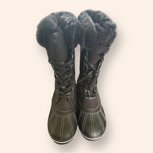 Free shipping-Women's Black Fur-Lined Winter Boots